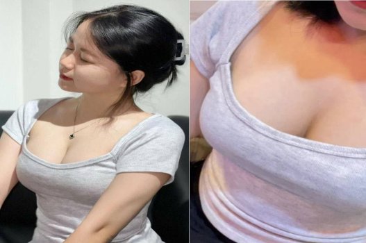Nữ sinh ngực lớn được bạn trai nâng niu cẩn thận